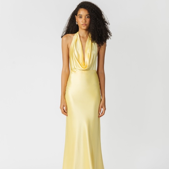 SAULEE PEARL SATIN GOWN popcorn yellow - Picture 2 of 16